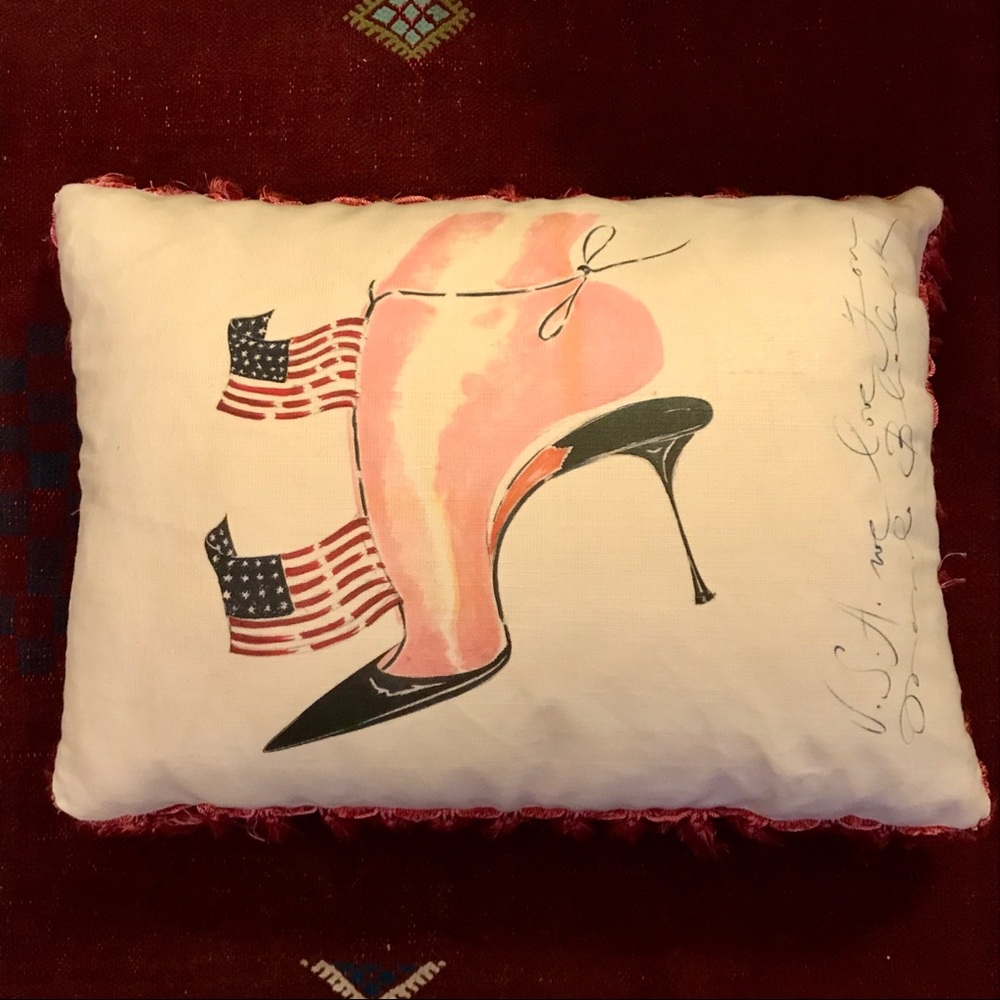 Manolo Blahnik shoe print tassel decorative pillow